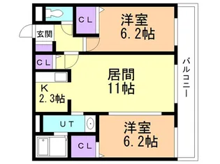 プレジャー室蘭駅前【406号室】の間取り