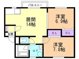 ヴィラージュリバー【301号室】の間取り