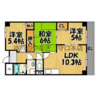 2LDKの間取り画像