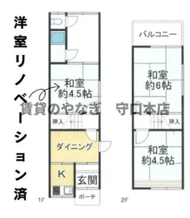 大阪府守口市大久保町5丁目【テラスハウス】の間取り