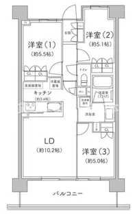 パークホームズLaLa門真【704号室】の間取り