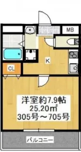 ヴィラナリー太子橋今市【605号室】の間取り