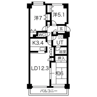コープ野村ステイツ宮の森【708号室】の間取り