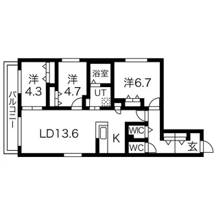 アルファスクエア南郷丘公園【405号室】の間取り