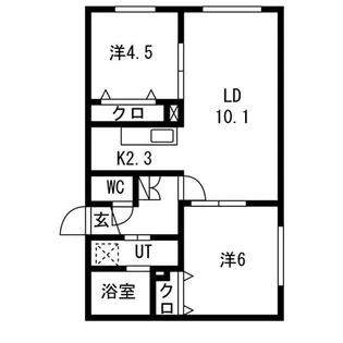 ヴレネージュ南郷【401号室】の間取り