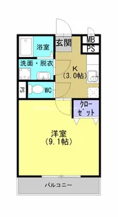 コンヴェニーレ.エス【202号室】の間取り
