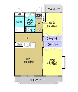 マーブルハイツ坂元A【306号室】の間取り