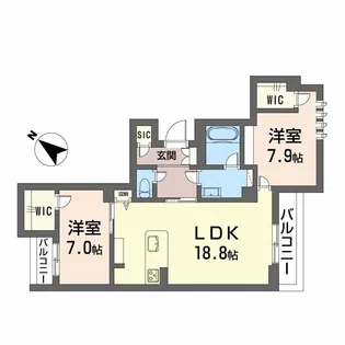 シャーメゾンプレミア鹿児島駅前【2階】の間取り