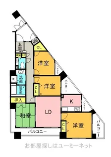 じゅうグランドマンションヴェルデ武南【707号室】の間取り