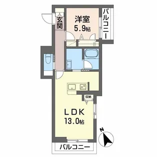 カーサ・ローザ郡元【2階】の間取り