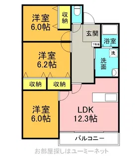 サンロード岩田【1階】の間取り