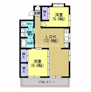 桜松ハイツB棟【301号室】の間取り