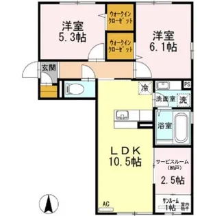 メゾンオランジュ【201号室】の間取り