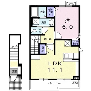 ウォーターリバー和田【2階】の間取り