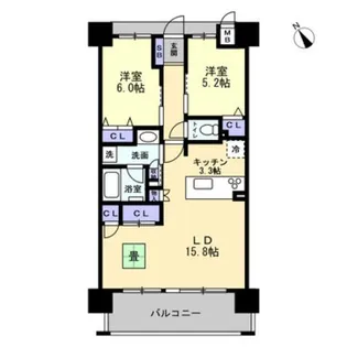 アルファステイツ小松原【303号室】の間取り