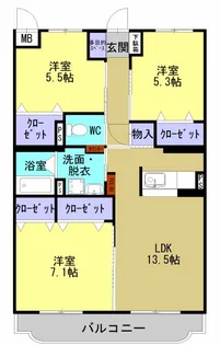 パインウェーブ香月【405号室】の間取り