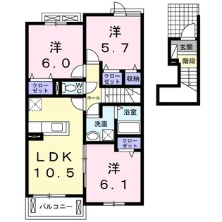 ラ・ルーチェI【2階】の間取り