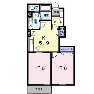 レイベルポート松元A棟【1階】の間取り