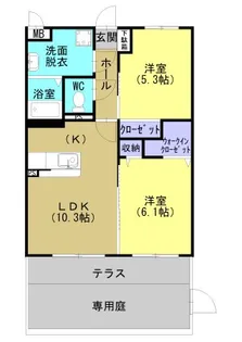 サンシャインMiyabi【106号室】の間取り