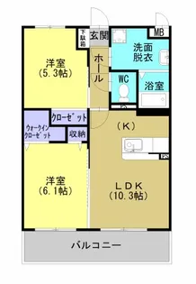 サンシャインMiyabi【206号室】の間取り