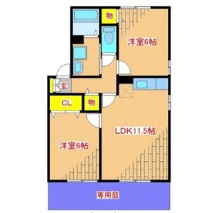クレール錦江 A棟【102号室】の間取り