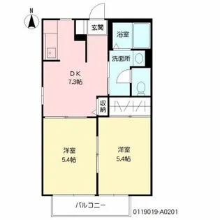 カフリエ山之内【2階】の間取り