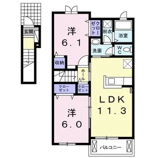 コンフォート田川・姶良【2階】の間取り