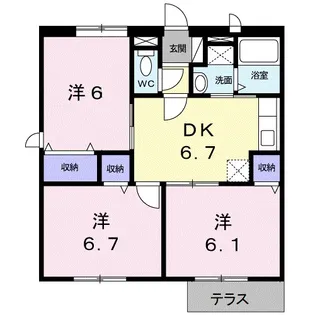 ラ・サンパテイM−B【1階】の間取り