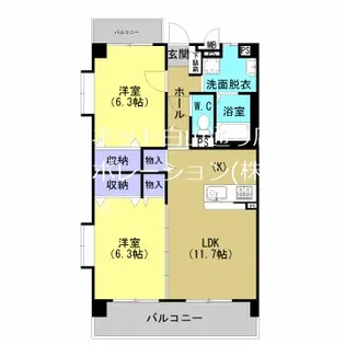 グランディール榎【403号室】の間取り