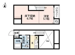 CRASTINE南熊本【2階】の間取り