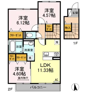 カーサ・サンモール【2階】の間取り