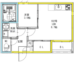 GRANDTICオルゲント4号【202号室】の間取り