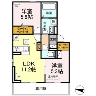 クラウンデイジー吉野【102号室】の間取り