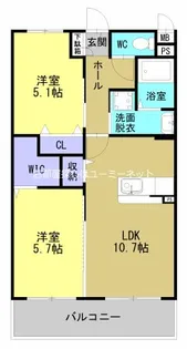 レリアテラス川内南【303号室】の間取り