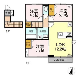 絆Ⅲ【201号室】の間取り