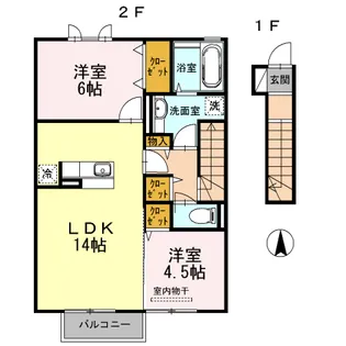 プレリエ天辰 A.B B棟【2階】の間取り