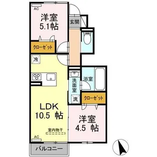 Avenir五代町II【1階】の間取り