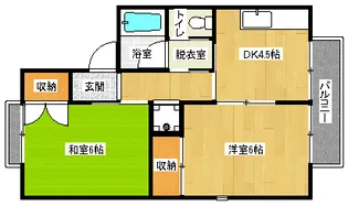 「コスミックウィング小栗栖」【102号室】の間取り
