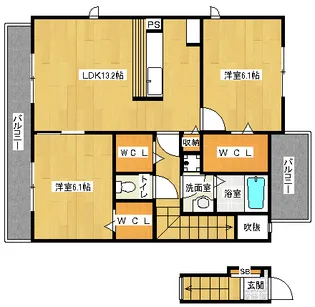 「ジャルディーノ・ア・カーサ・ドゥーエ」【206号室】の間取り