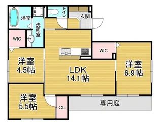 「プレステージア三山木」【101号室】の間取り