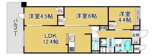 「THE RESIDENCE 北白川」【303号室】の間取り