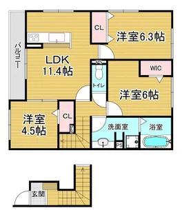 「ソレイユ嵯峨野」【203号室】の間取り