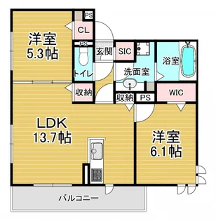 「GRAMM東小野堀町WEST」【301号室】の間取り