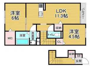 「カルムベルフルール」【202号室】の間取り