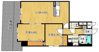 「ドルフ聖護院」【102号室】の間取り