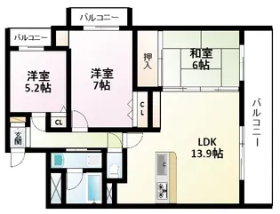 エスリード江坂【5階】の間取り
