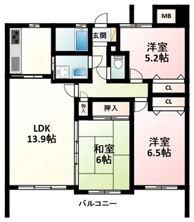 藤和シティーホームズ江坂Ⅱ【3階】の間取り