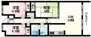ファミリア三国【3階】の間取り