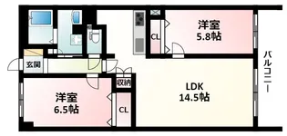 クローバー・ノース江坂(旧スカール江坂)【2階】の間取り