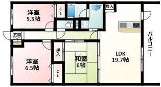 クローバー・ノース江坂(旧スカール江坂)【3階】の間取り